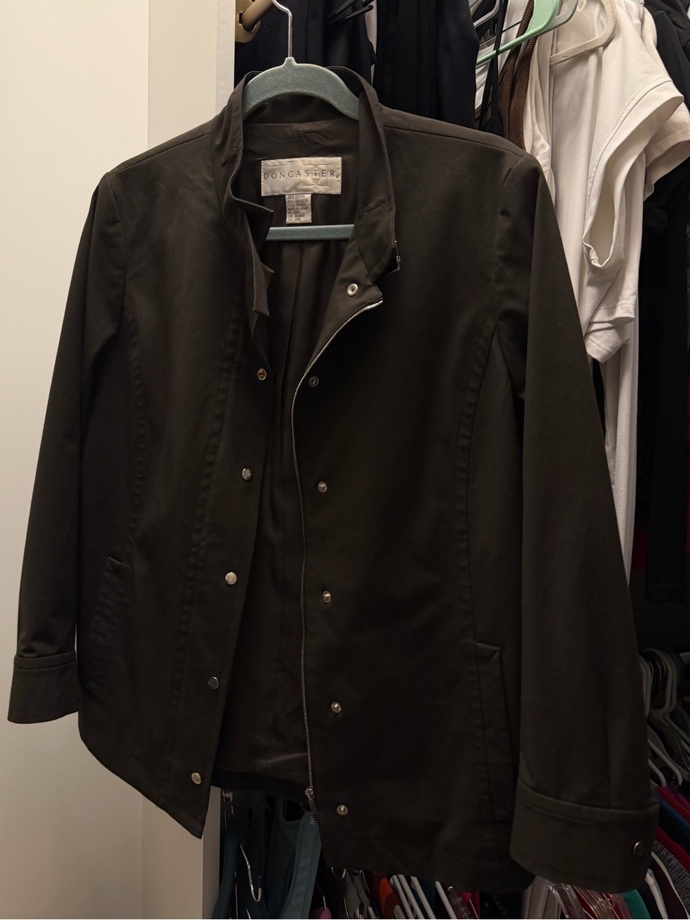 Doncaster Brown Utility Jacket Snap Front Zip Coat